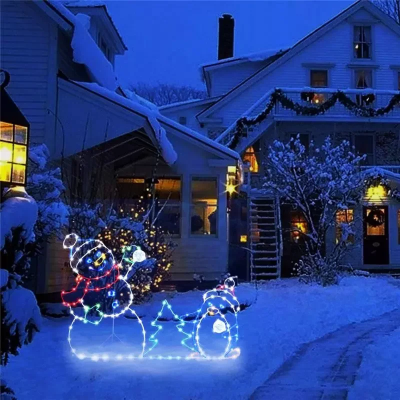 

Lawn Lamps Snowball Fight Active Light String Frame Decor Holiday Party Christmas Outdoor Garden Snow Glowing Decor Sign