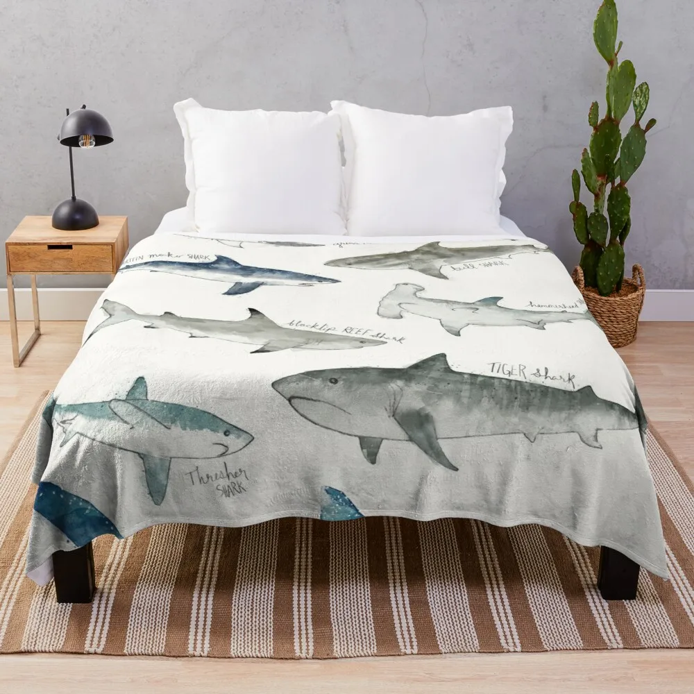 

Sharks Throw Blanket decorative blanket fluffy blankets large