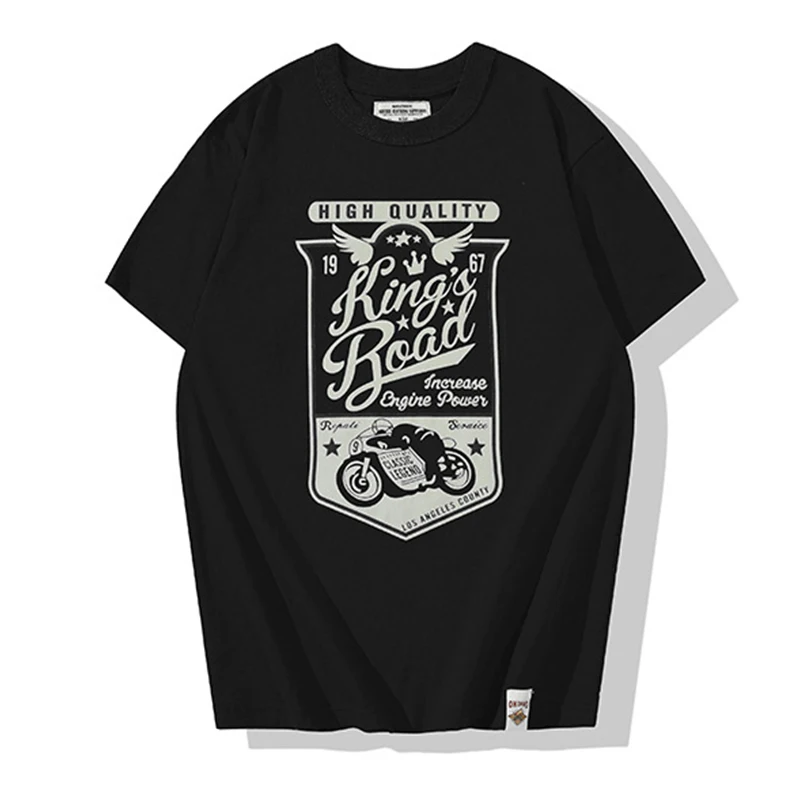 

Vintage Amekaji T Shirt Men 2022 Spring Summer New Motorcycle Printed T-shirt Male Cotton Casual Round Neck Short Sleeve Tshirt