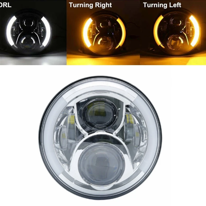 60 Вт 7-дюймовый мотоциклетный налобный фонарь с сигналом поворота DRL светодиодный