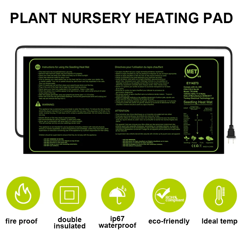 

Plant Seedling Heating Mat Waterproof Seed Germination Propagation Clone Plant Potted Bonsai Keep Warm Starter Pad Garden Supply