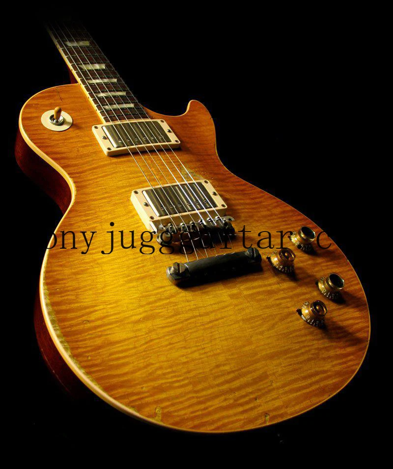 

Rhxflame Custom Shop Gary Moore Flame Maple Top Relic Elecitrc Guitar Tribute Aged 1959 Unburst Butterscotch Collectors Choice