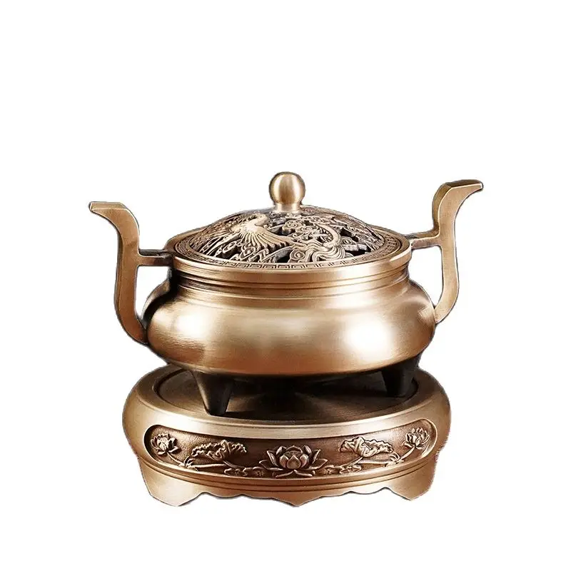 

Brass Portable Incense Burner Holder Cense For Incense Coils Cones Fragrant Seal Script Burner Holder Home Indoor Decoration
