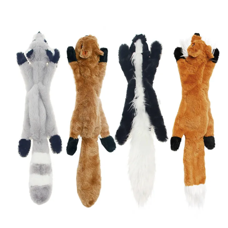 

2022 New cute plush toys squeak pet wolf rabbit animal plush toy dog chew squeaky whistling involved squirrel dog toys