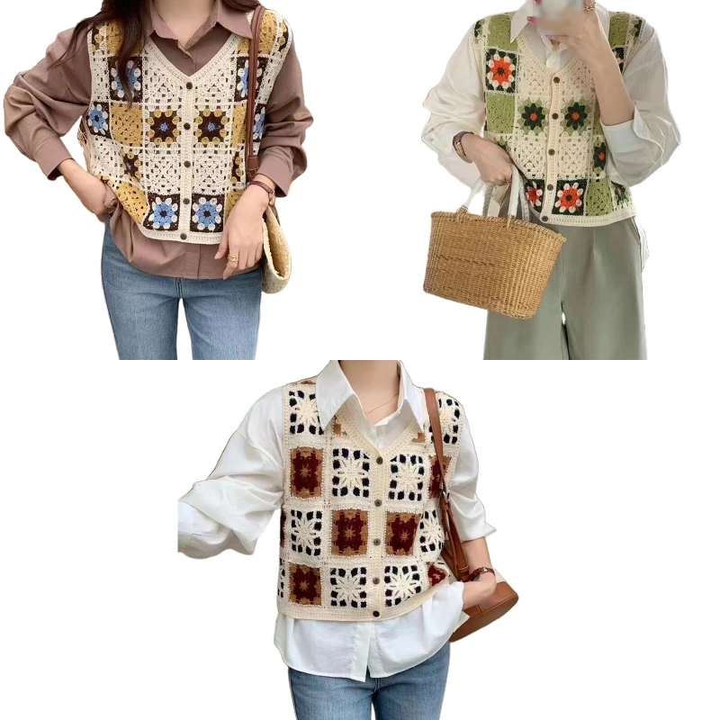 

Open Stitch Cardigan Summer Beach Boho Crochet Knit Embroidery Blouse Vest