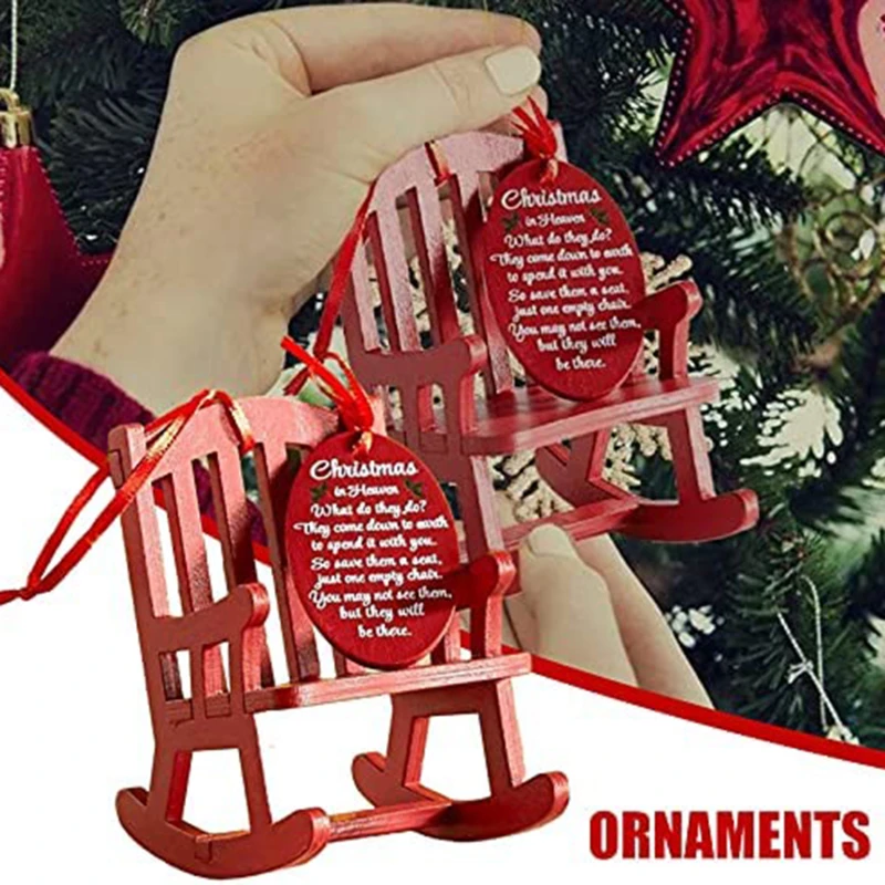 

Christmas Heaven Memorial Ornament Mini Wooden Rocking Chair With Meaningful Tag Sign Home Decor For Desktop Wooden Craft