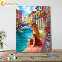 chenistory coloring picture by numbers portrait modern paint by numbers for adults girl home decor acrylic oil painting on canva