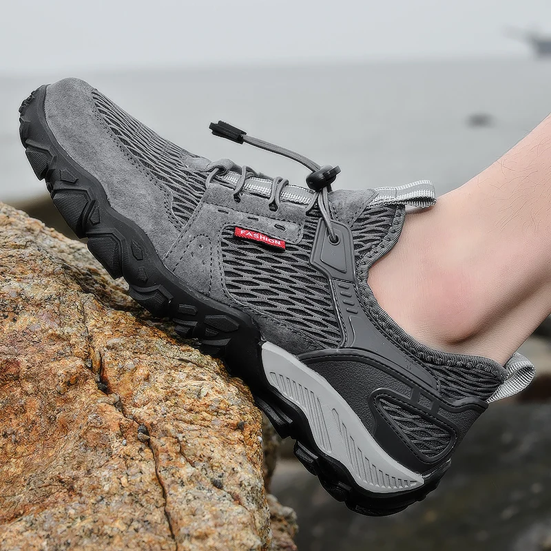 Men Shoes Trail Running Shoes Stylish Slip Mens Hiking Shoes Breathable Summer Sneakers Lightweight Camping Shoes