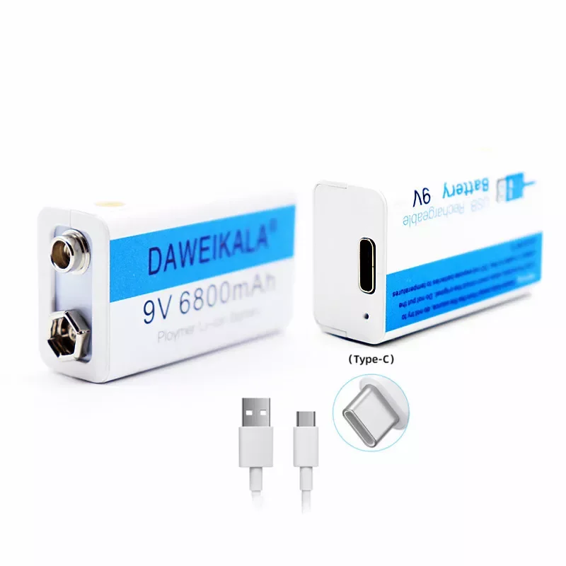 

DAWEIKALA 9V USB Rechargeable Lithium-ion 6800mAh Batteries for Micro Phone,Smoke Alarms,Electronic Toys, Walkie-Talkie and More