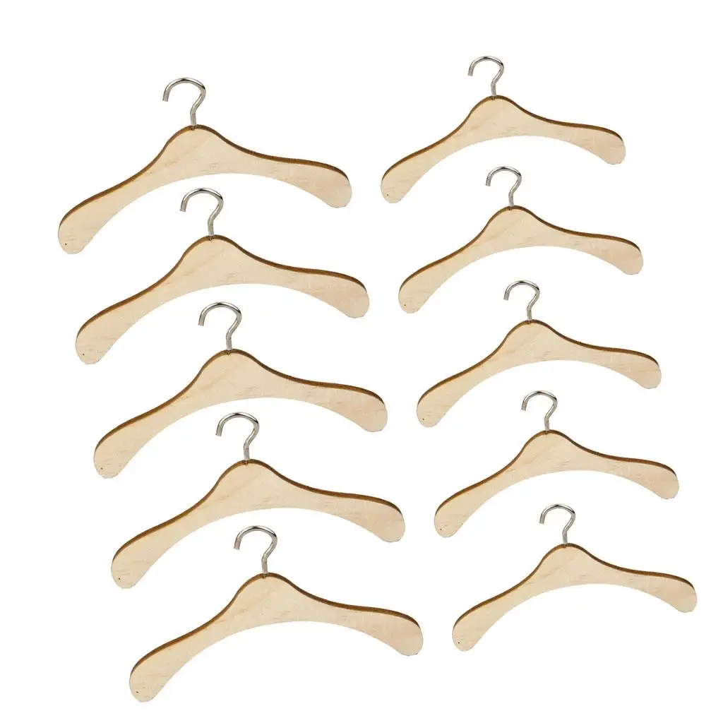 

5pcs 1/6 And 5pcs 1/4 Wooden Clothes Hanger for Doll Furniture Accessory