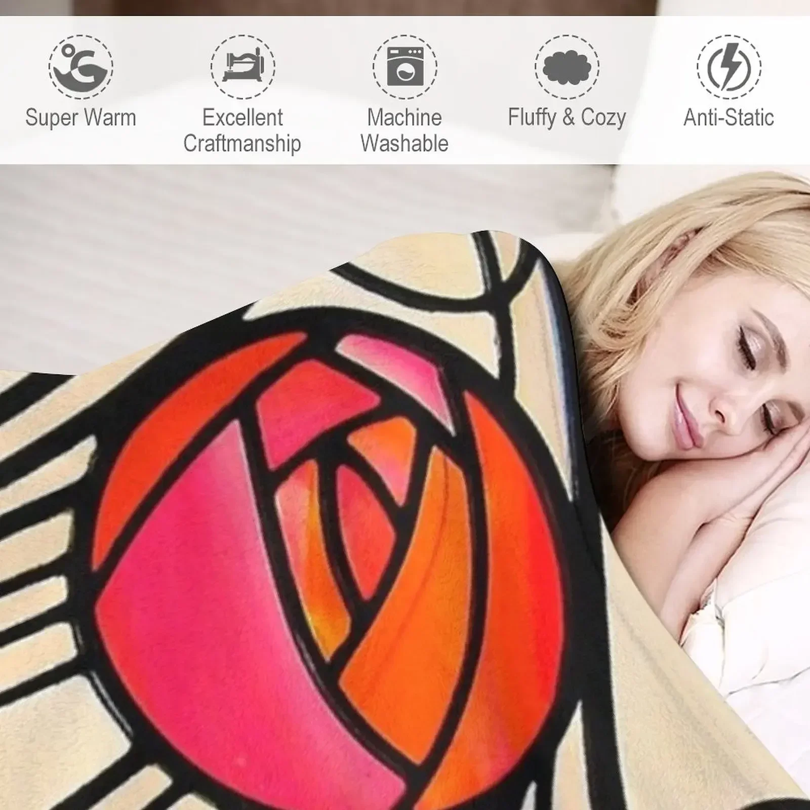 Одеяло Charles Rennie Mackintosh с цветочным дизайном окна движущееся мягкое клетчатое