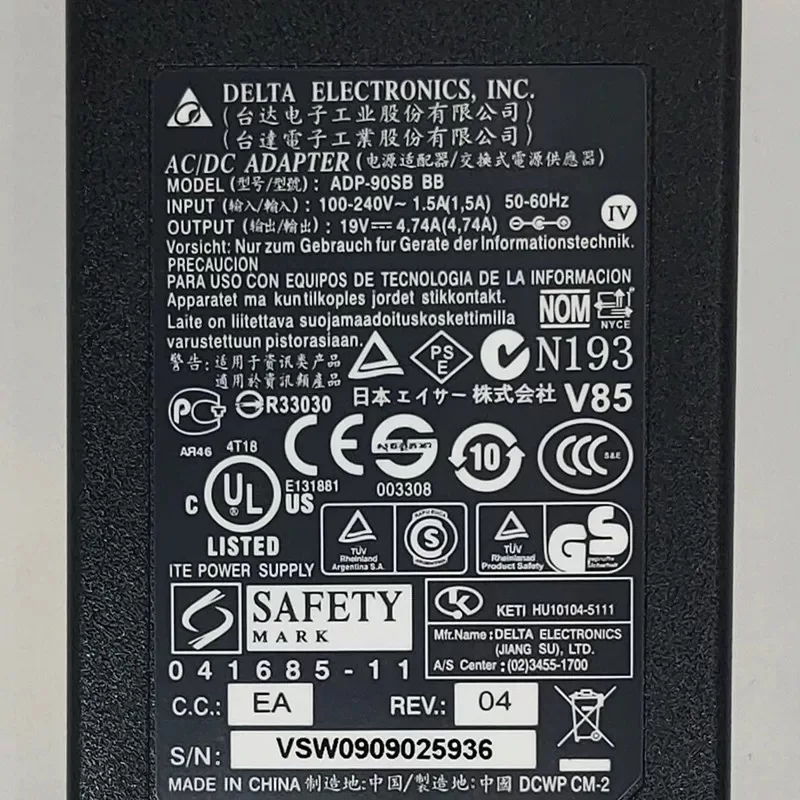 Фото Оригинальный адаптер питания Delta ADP-90CD DB 19V 4.74A 90W для ноутбуков Hasee LuvBook F511 A40L K470N K480N K570C K610D Q480S U55 №3