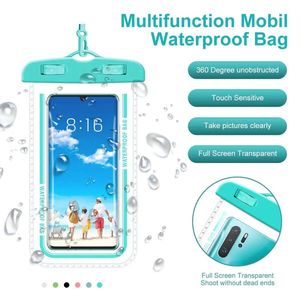 

Full View Waterproof Case for Phone Underwater Snow Rainforest Transparent Dry Bag Swimming Pouch Big Mobile Phone Covers