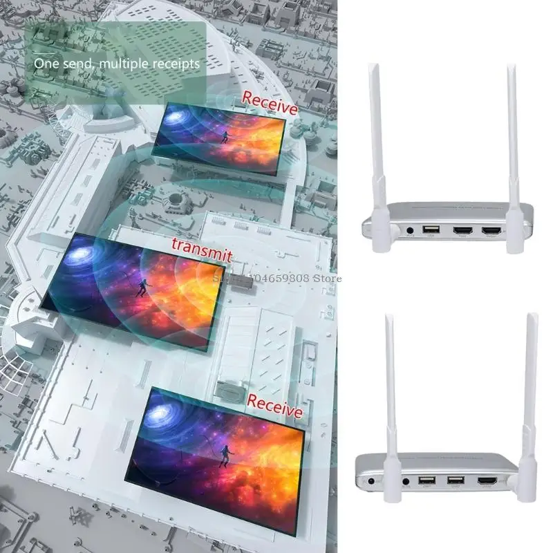 Фото Двухдиапазонный Wi-Fi беспроводной удлинитель 200 м USB KVM передатчик с поддержкой HDCP1.3 1080P для профессиональных №5