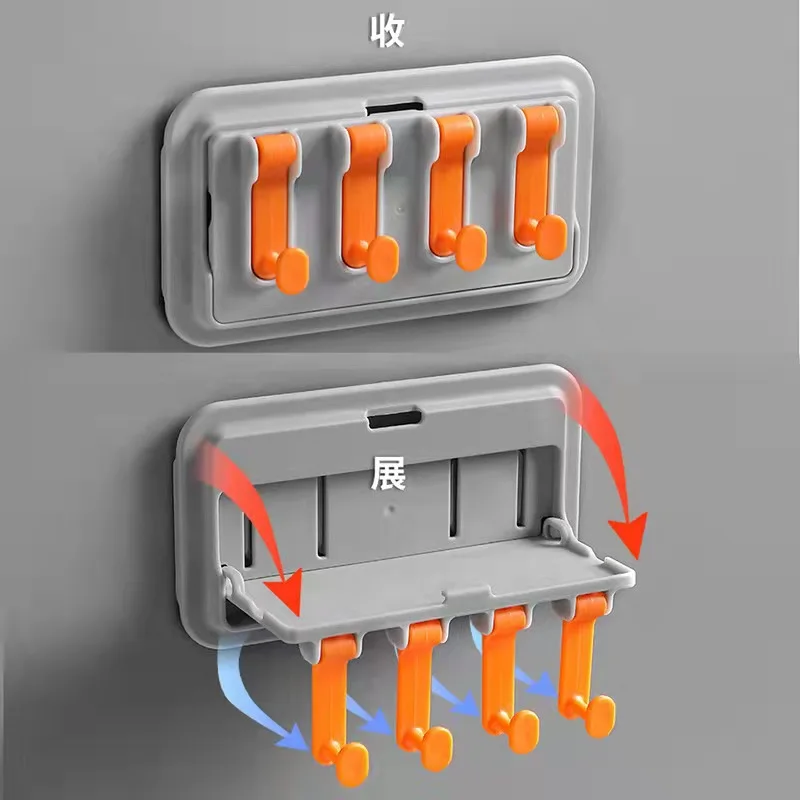 

Functional wall-mounted rack free punching home bathroom wall-mounted rack with hook storage wall-mounted kitchen shelf