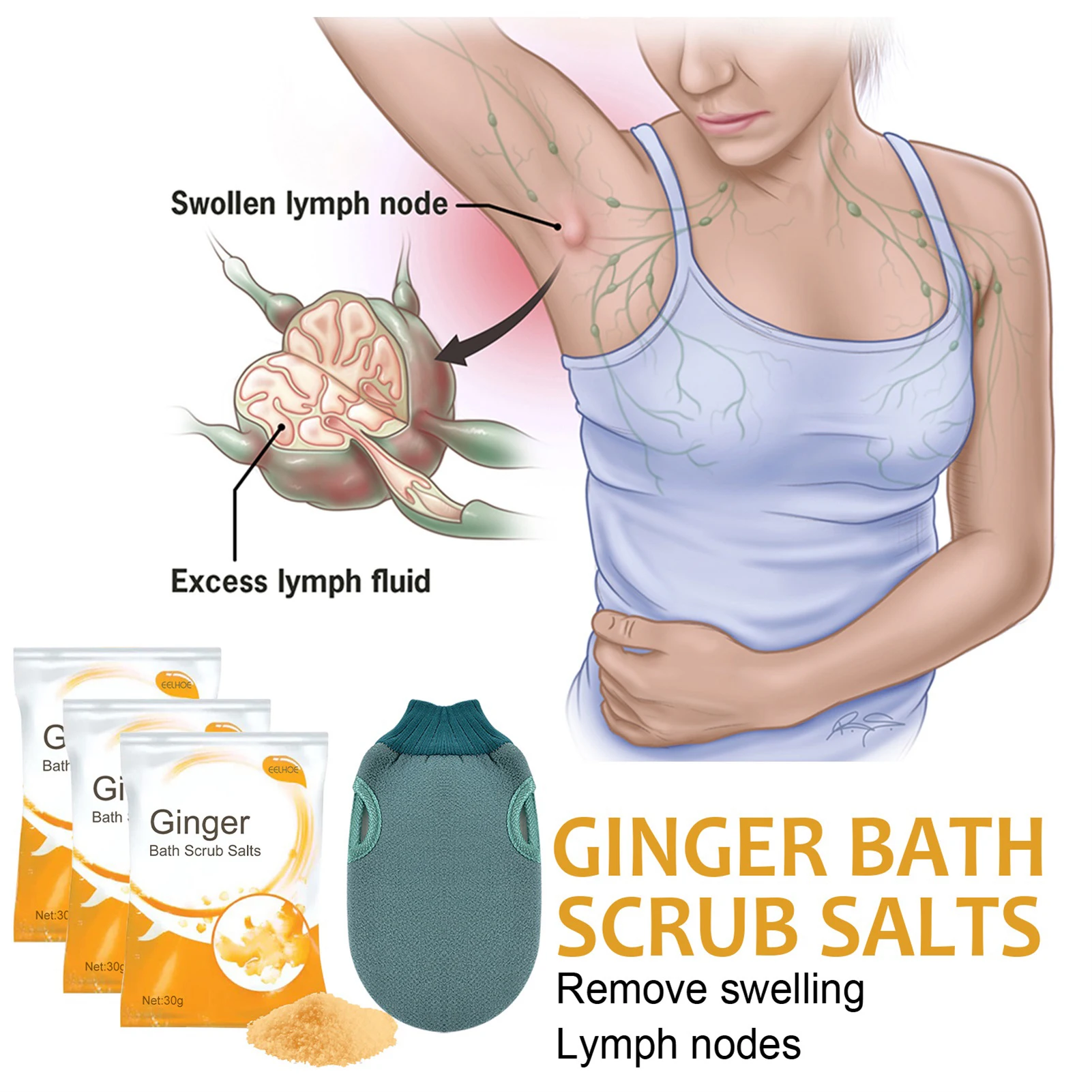 

Ginger Bath Scrub Salts Detoxify Bath Salt Mild Non-irritating Exfoliator Salt Scrub Ginger Bath Scrub Salts For Foot Soak