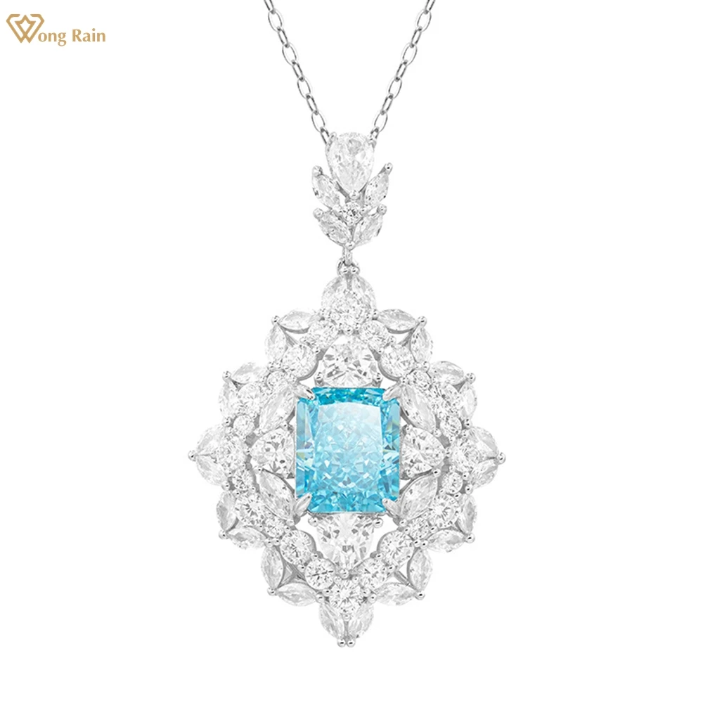 

Wong Rain Vinage 925 Sterling Silver Created Moissanite Gemstone Anniversary Party Pendant Necklace For Women Fine Jewelry Gift