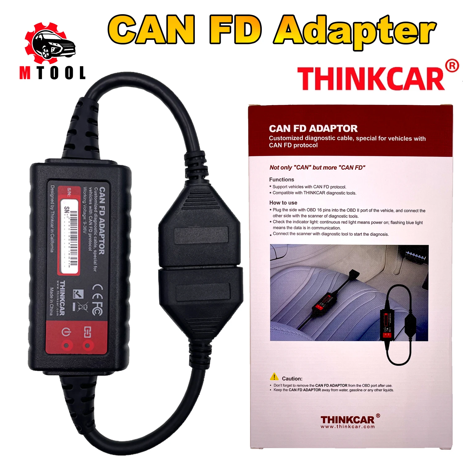 Оригинальный адаптер THINKCAR CAN FD для Thinktool, сканер для автомобиля, инструмент с поддержкой протокола CAN FD Оригинальный адаптер THINKCAR CAN FD для Thinktool, сканер для автомобиля, инструмент с поддержкой протокола CAN FD