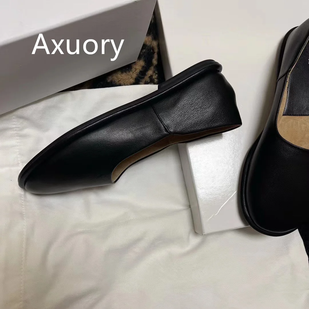 2023 New Women Mary Jane flats Shoe Luxury Design Solid Color Genuine Leather Retro Style Shallow mouth Round head