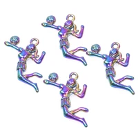 10pcslot rainbow color zinc alloy pendant sports volleyball female athlete competition win charms making jewelry handmade craft