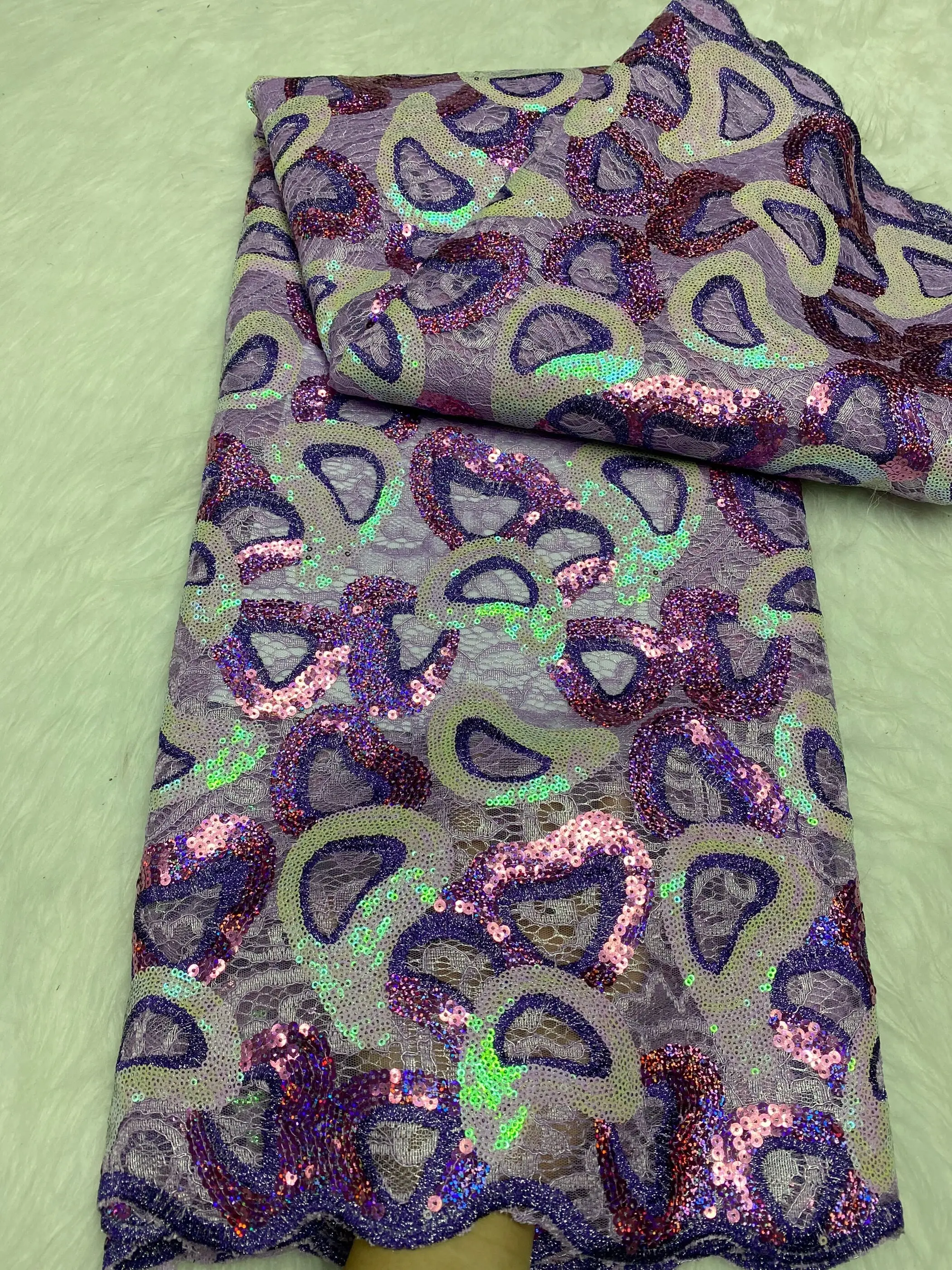 

Красивая африканская кружевная двойная сетчатая ткань, блестки Шантильи, многоцветные Швейные поделки для свадебной одежды, платья