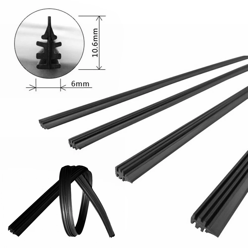

Strip Wiper Blade Refill 24in 2pcs/set Accessories Black Frameless Pair