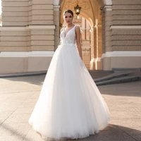 elegant wedding dress tassel tulle sleeveless exquisite appliques v neck a line white gown 2022 vestido de novia for women