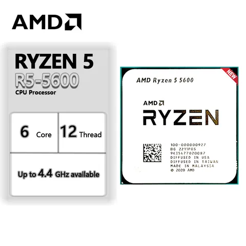 AMD R5 5600 Ryzen 5 5600 3,5 ГГц 6-ядерный 12-поточный ЦПУ 7 нм L3 = 32M 100-000000927 Socket AM4 новый и без кулера