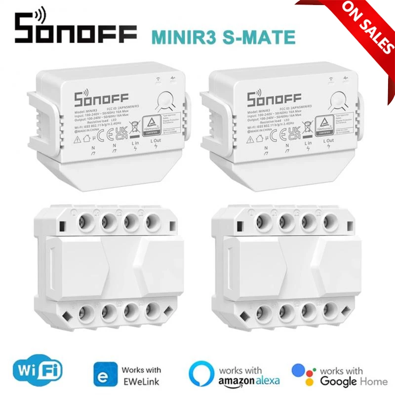 

Смарт-переключатель SONOFF MINI R3 16 А с поддержкой Wi-Fi