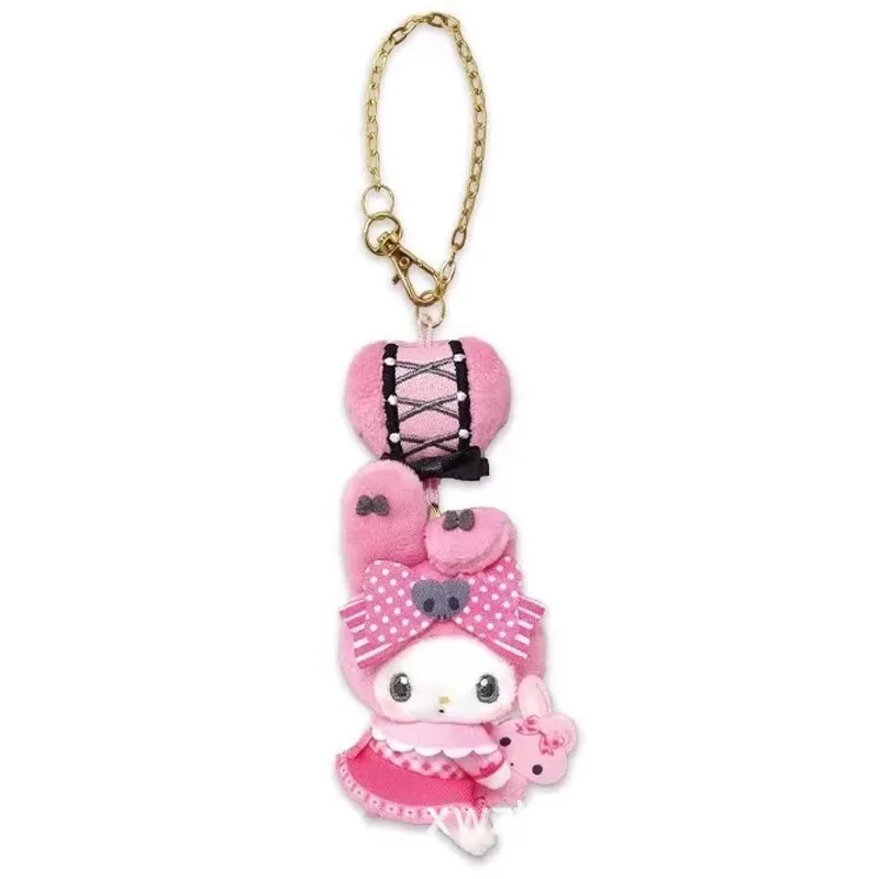 Фото Плюшевая кукла-брелок My Melody Kuromi Sanrio с бантом и волнистым узором, подвеска для сумки, подарок на день рождения для друга №3