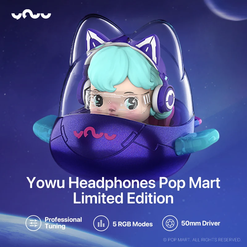 

New limited co-sales YOWU wireless headset PPMT co-branded Custom headset APP Space Station styling gift Box 7.1 Virtual sound