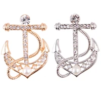 sailors anchor pearl brooch for men suit women rhinestone jewelry crystal pins gentlemans geometric badge clothing accessories