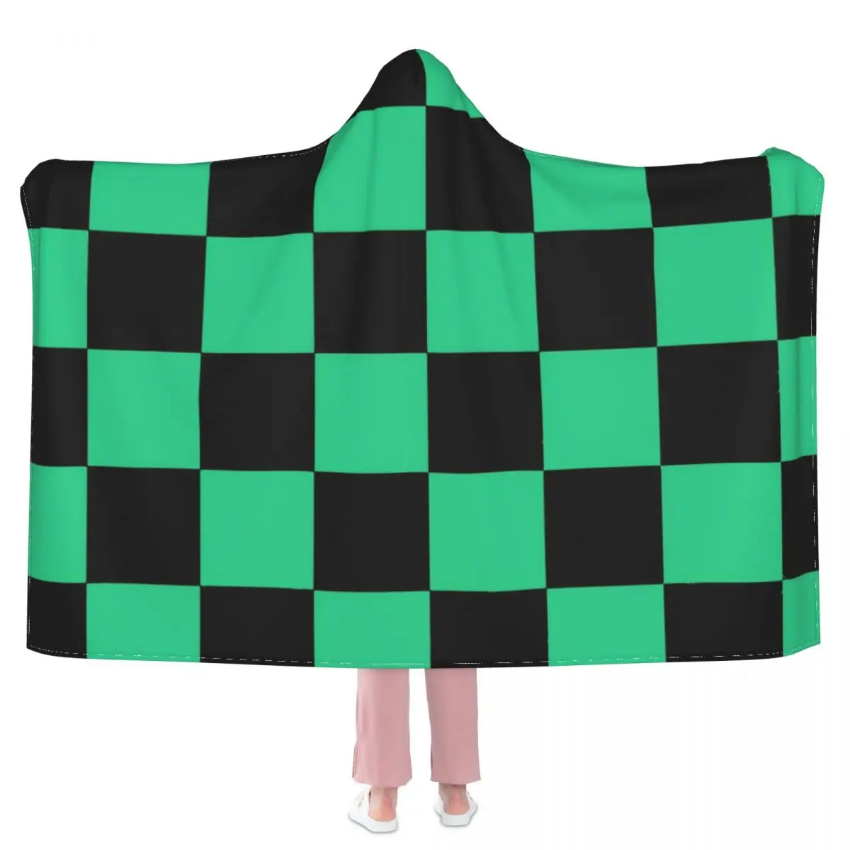 

Одеяло Tanjiro Kamado в клетку, удобное флисовое покрывало в зеленую и черную клетку с аниме «No Yaiba», рассекающее демонов, мягкое покрывало