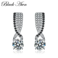 black awn silver color black spinel stone engagement stud earrings for women fashion jewelry t121