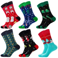 unisex christmas socks woman kawaii cute elk socks plus size winter cotton stockings christmas tree printed funny socks men