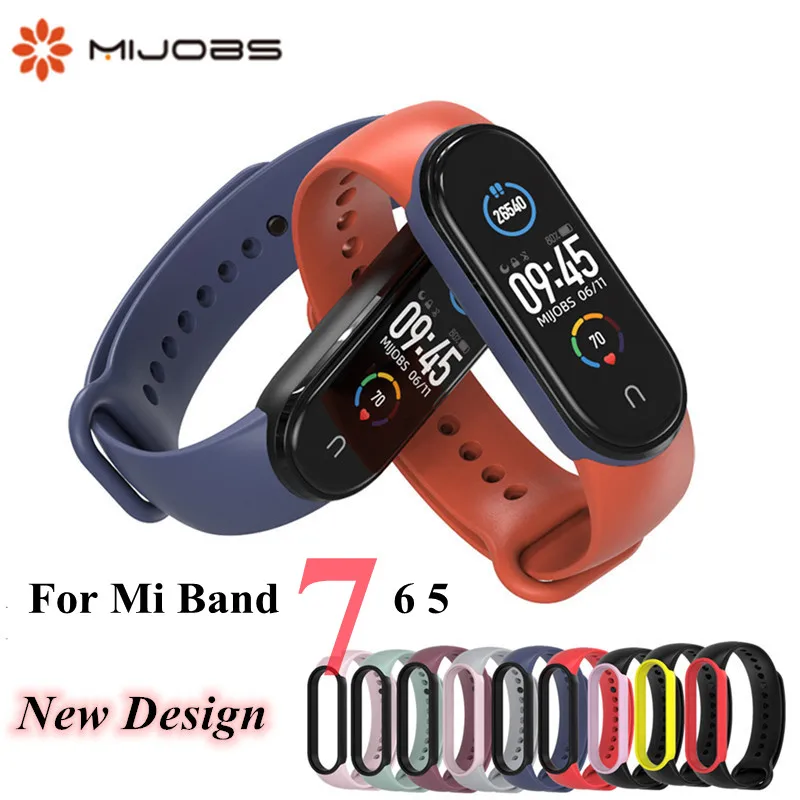 

Mijobs Sport Strap for Mi band 7 6 5 Silicone wrist Bracelet Miband 7 6 5 Strap Wristband Smart Band mi band5 For Xiaomi Mi Band