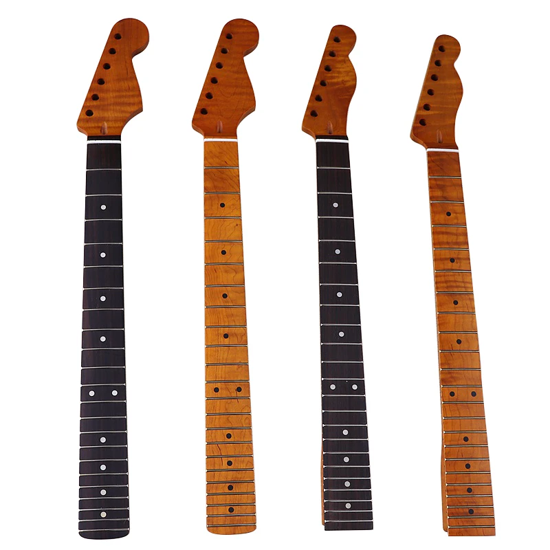 

ST Electric Guitar Neck Roasted Canada Flame Maple matte finish ST Neck Strat Rosewood Fretboard 22 Frets