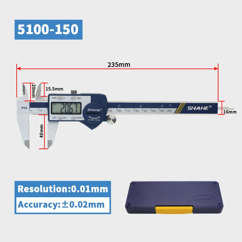 

Цифровой штангенциркуль Shahe 150/200/300 мм