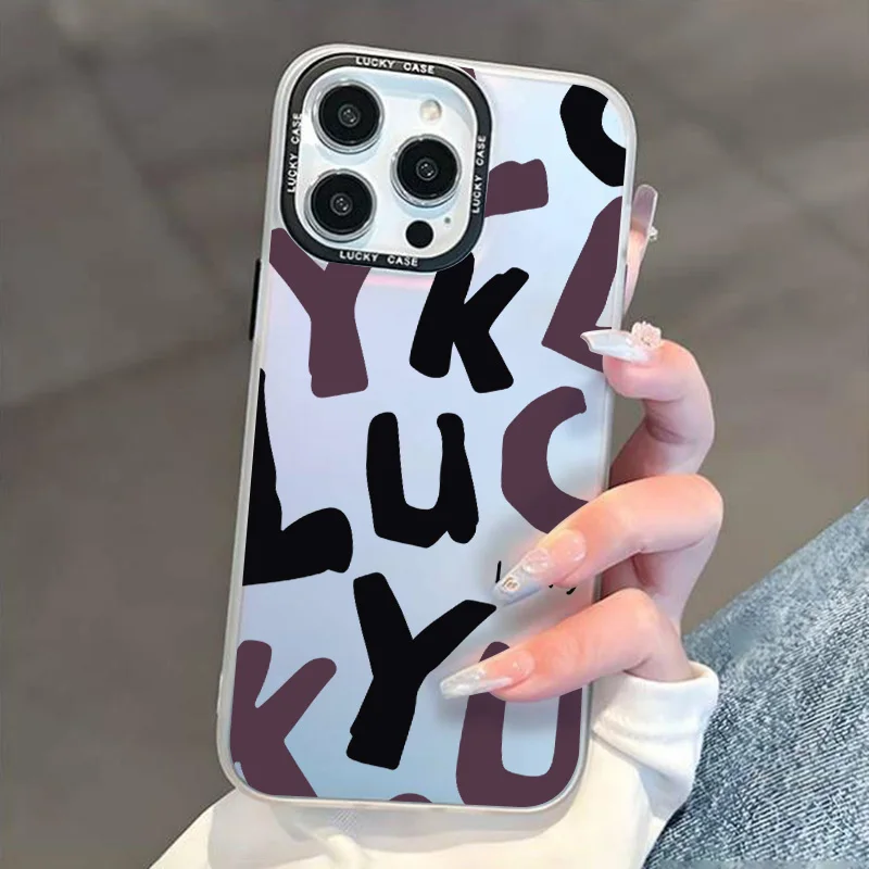 

Letter Laser Phone Case For iPhone 15 Pro Max Case iPhone 13 11 14 12 Pro Max 15 14 7 8 Plus Max XS Max XR X SE 2022 Soft Cover