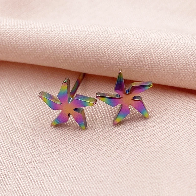 

Cute Design Sense Colorful Small Windmill Shape Stud Earrings For Woman Korean Wedding Party Girls' Fashion Jewelry Accessories