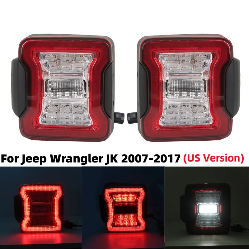 

2Pcs LED Tail Light Brake Lights Rear Reverse Turn Signal Lamp Running Light Fit for Jeep Wrangler JK 2007-2017 (US/EU Version)