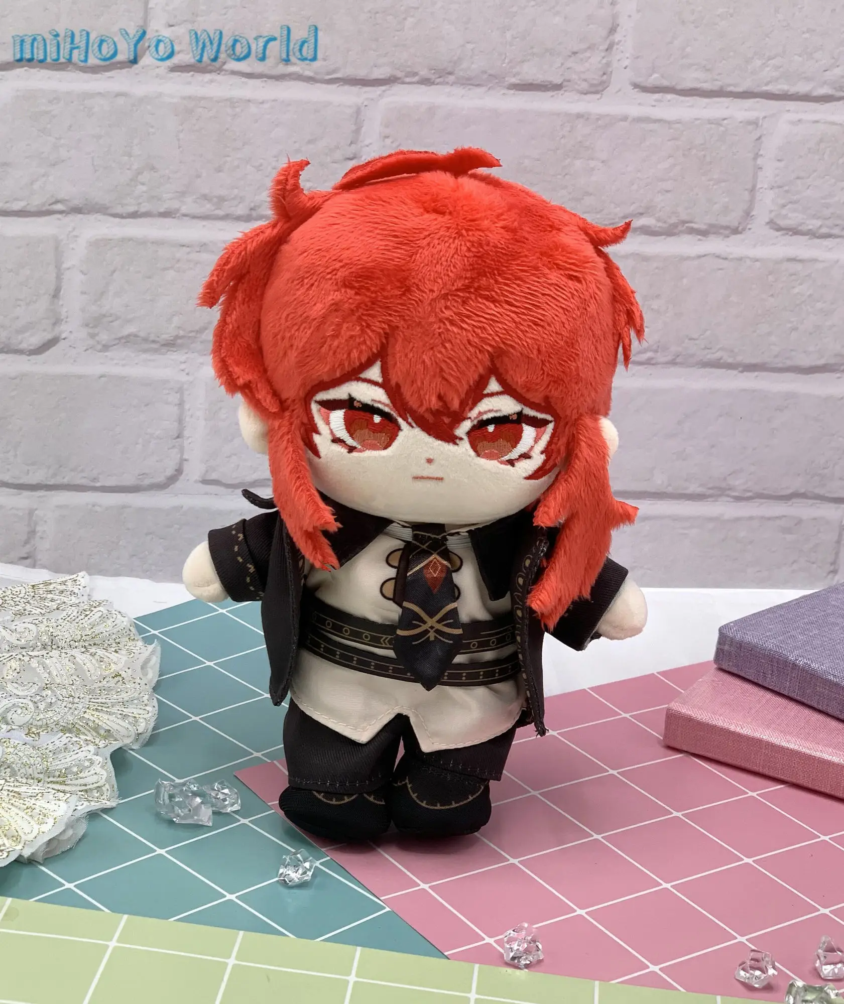 

MiHoYo Game Genshin Impact Diluc 20cm Plush Dolls Clothes lovely Anime Diluc Original Changing Doll Birthday Xmas Gifts