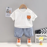 baby summer clothes toddler fashion boy designer cartoon o neck t shirts tops and shorts two piece infant outfits sets tracksuit
