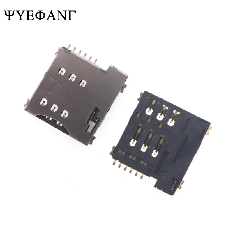 5pcs SIM Card Slot Micro SIM 6P 6-Pin Card Holder Adapter Connect Use For Phone Self Push Type PUSH Mobile Card
