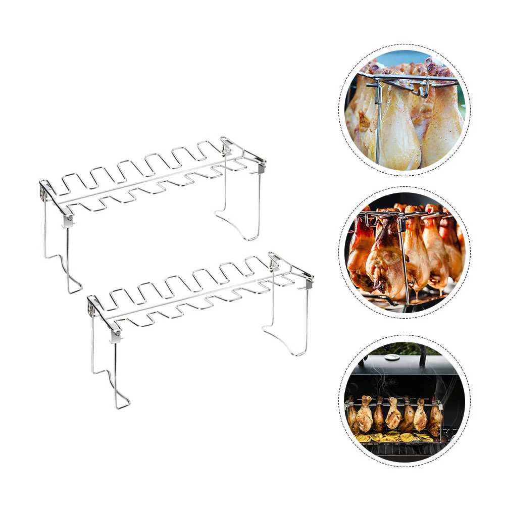 

2pcs Chicken Leg Wing Grill Rack Stainless Steel Roaster Stand Chicken Drumsticks Rack , Picnic, Outdoor Party