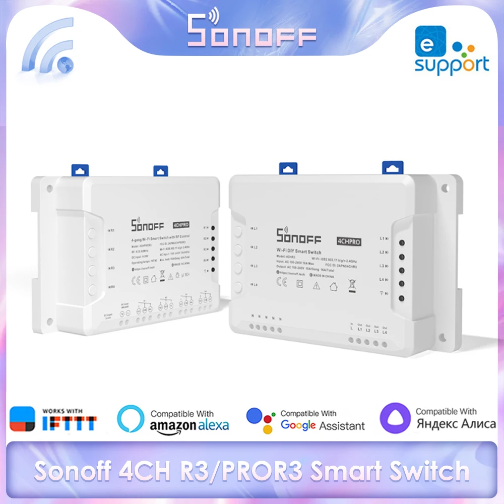 Беспроводной смарт-выключатель Sonoff R3/4CH PROR3 релейный модуль Wi-Fi переключатель