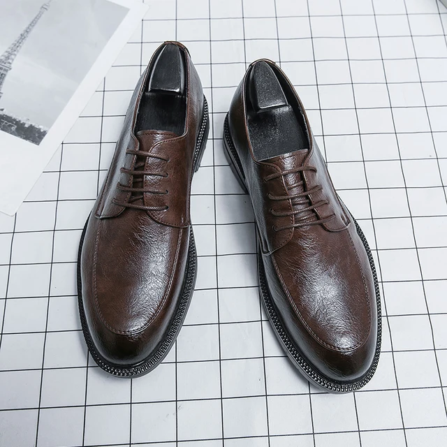 Genuine Cow Leather Brogue Wedding Business Men Casual Flats Vintage Handmade Oxford Shoes For Men Black Burgundy 2023 5