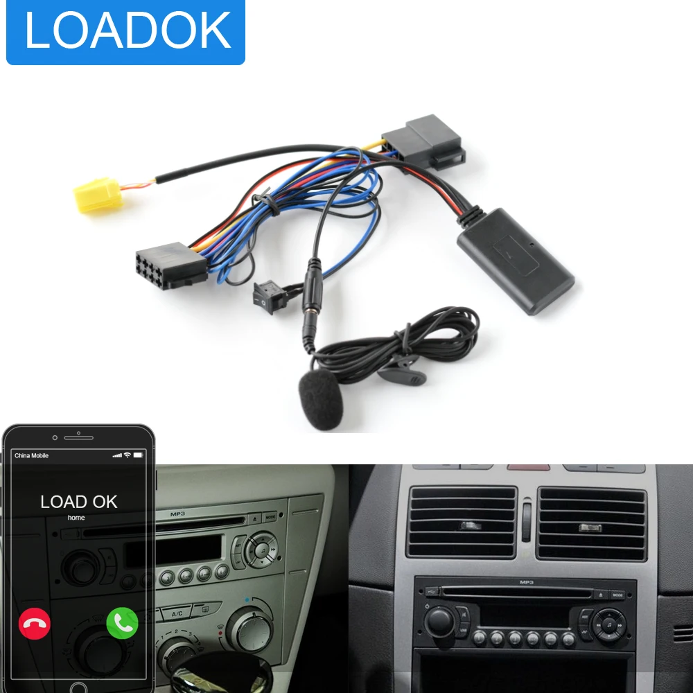 

Автомобильный 6-контактный Музыкальный беспроводной Bluetooth Aux адаптер для вызова громкой связи кабель для Peugeot 207 206 301 307 для Citroen C2 C3 CD RD9
