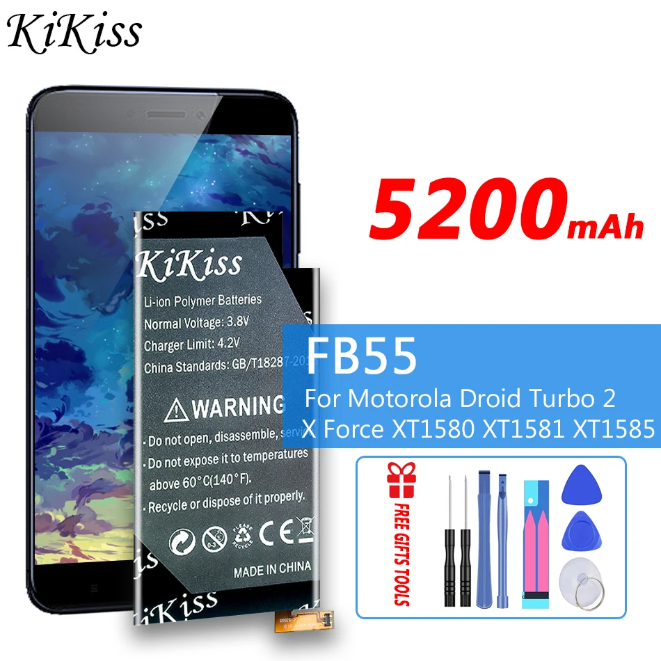 

New Battery FB55 5200mAh For Motorola Droid Turbo 2 Turbo2 For Moto X Force XT1580 XT1581 XT1585 FB 55 Bateria
