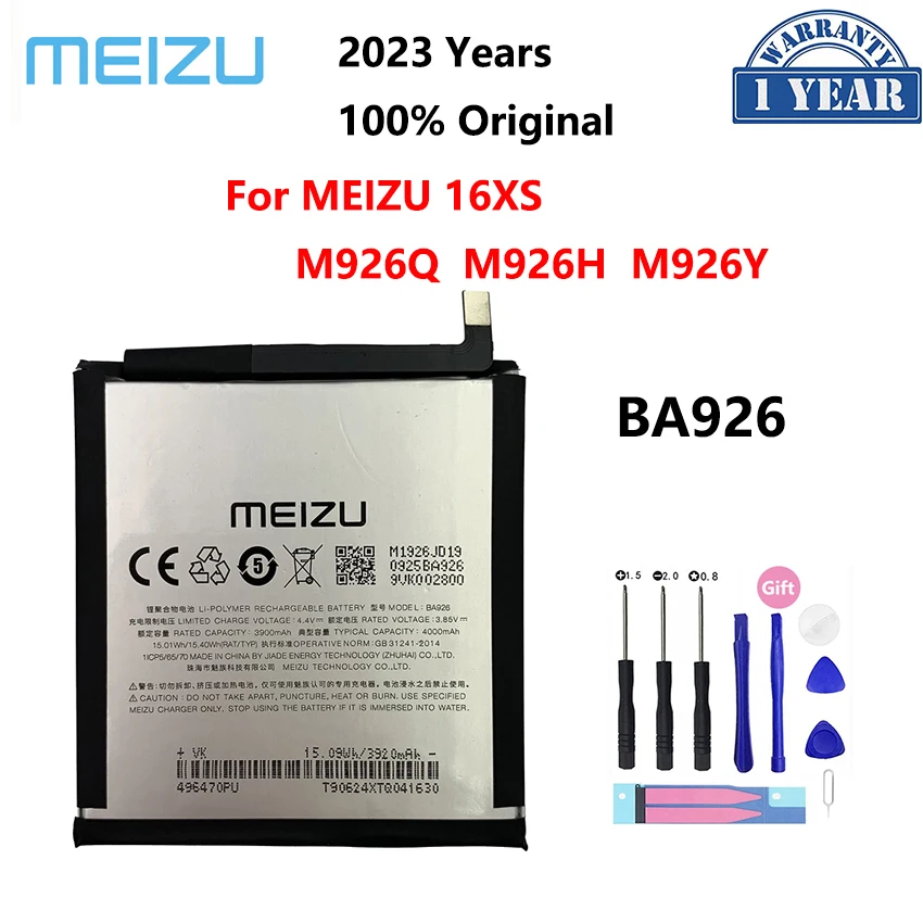 

100% Original 4000mAh BA926 Battery For Meizu 16XS M926Q M926H M926Y Replacement Phone Batteries Bateria